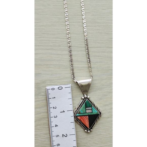 NECKLACE-Vintage-Turquoise-Rose Quartz-Onyx-Green Malachite-Long - Picture 15 of 16